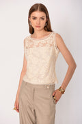 Top bustino pizzo bottoni schiena
