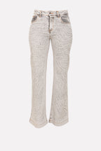 Denim Swarovski applicato: pantaloni alla moda con strass brillanti