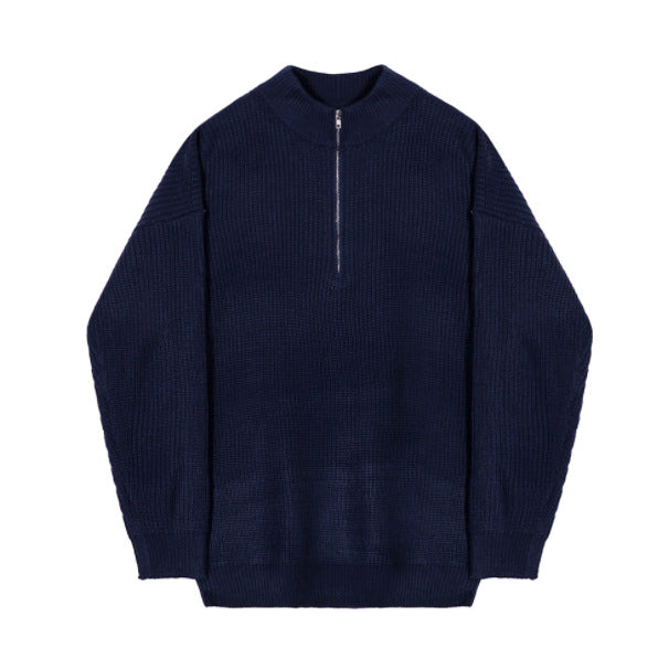 Maglione con Mezza Zip a Collo Alto