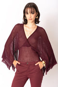 Maglia lurex manica larga con frangina