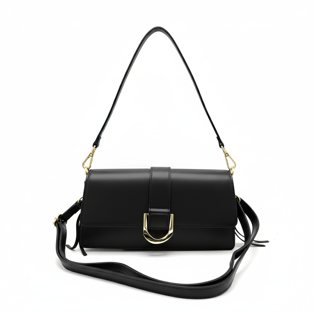 Livorno – Italian Leather Shoulder Bag – Black